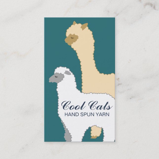 Custom colour alpaca sheep yarn knitting crochet business card (Front)