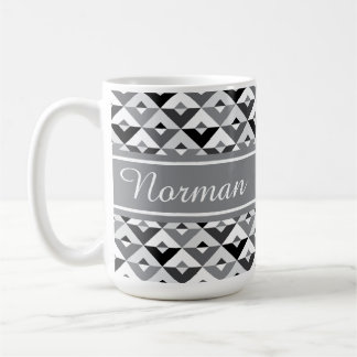 Custom Colour and Name Modern Triangle Pattern Coffee Mug