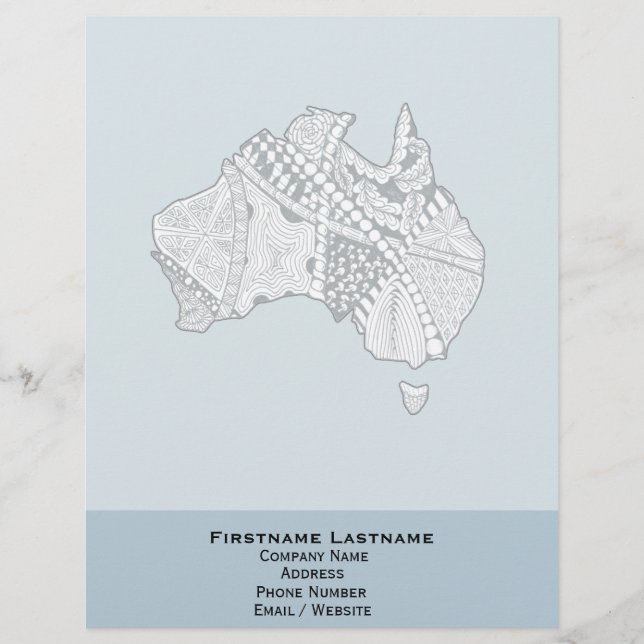 Custom Colour Australia Map Art Customised Letterhead (Front)