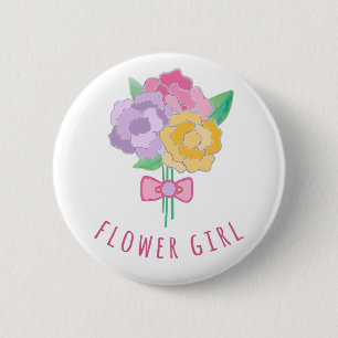 Custom Colour Background Flower Girl Bouquet Pin