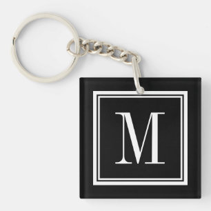 Custom colour background monogram letter keychain
