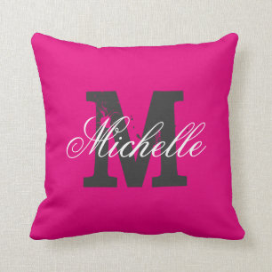 Custom colour background monogram throw pillow