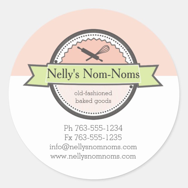 custom colour bakery rolling pin whisk baking classic round sticker (Front)