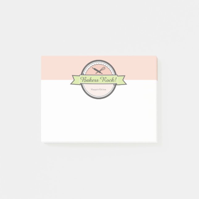 custom colour bakery rolling pin whisk baking post-it notes (Front)