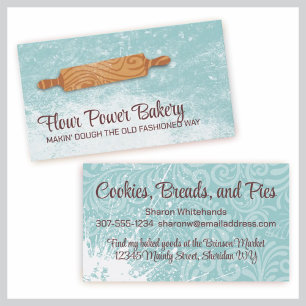Custom colour baking bakery rolling pin flour business card