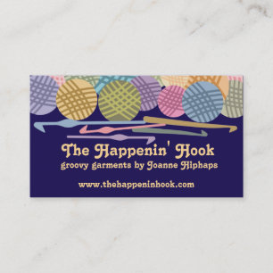 Custom colour balls of yarn crochet hooks biz business card
