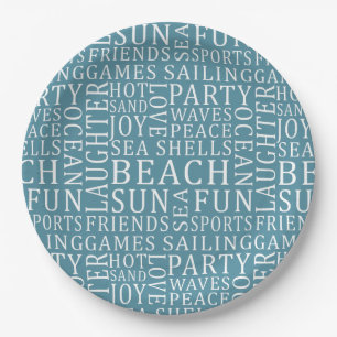 Custom Colour Beach House paper plates