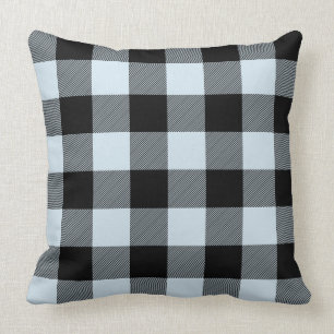 Custom Colour Black and Pale Blue Buffalo Check Cushion