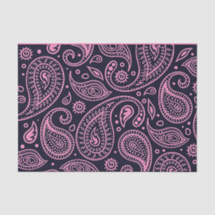 Custom Colour Black & Pink Classic Paisley Pattern Tissue Paper