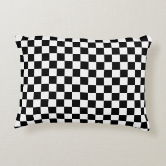 Custom Colour Black White Chequerboard Check Decorative Cushion