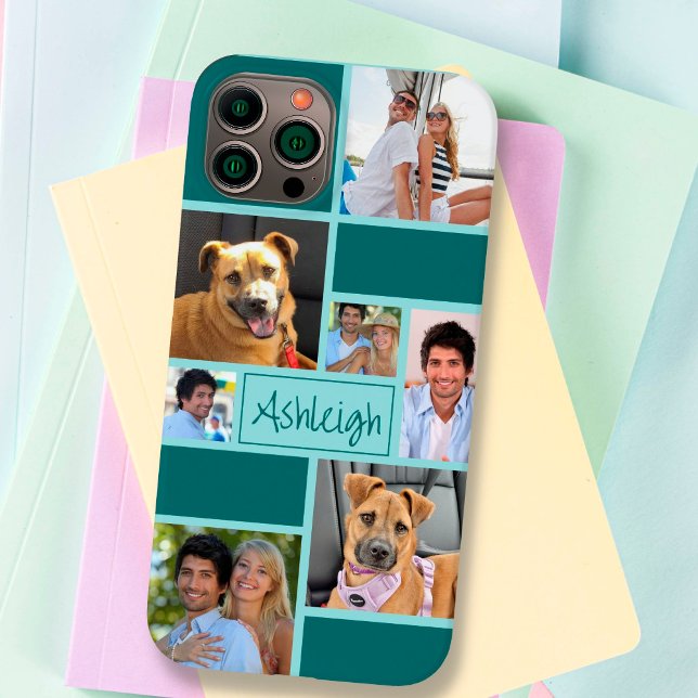 Custom Colour Block 7 Photo Collage Personalised Case-Mate iPhone Case (Creator Uploaded)