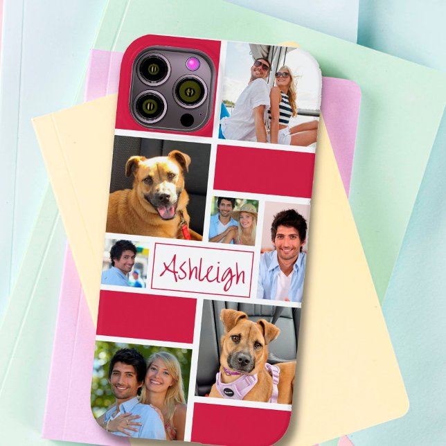 Custom Colour Block 7 Photo Collage Personalised Case-Mate iPhone Case (Creator Uploaded)