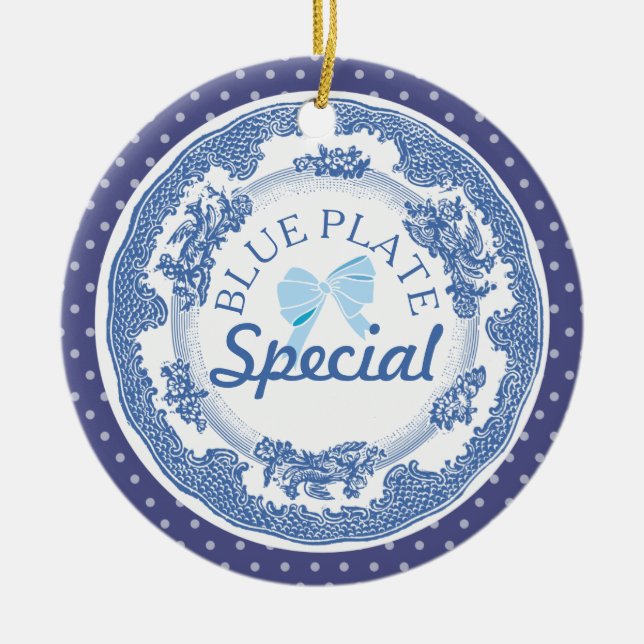 custom colour blue plate special Christmas ornamen Ceramic Ornament (Front)