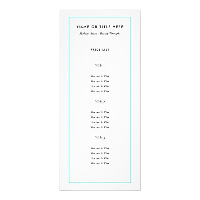 Custom Colour Border - Teal | Modern Rack Card (Front)