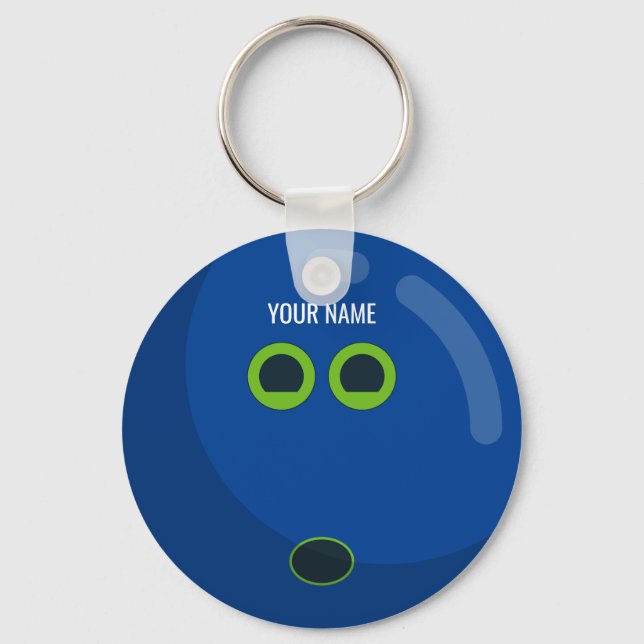 Custom Colour Bowling Balls | Blue & Green Keychai Key Ring (Front)
