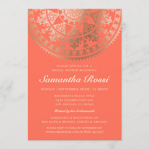 Custom Colour Bridal Shower Invitations Gold Foil