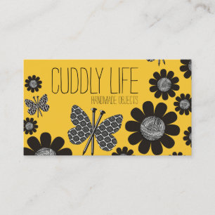 Custom colour butterfly knitting needles yarn business card