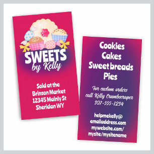 Custom colour candy truffle cookie baking biz business card