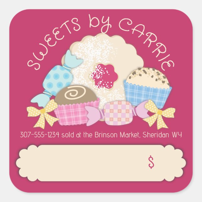 Custom colour candy truffle cookie food labels (Front)
