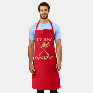 Custom Colour Chef Mens I Rub My Meat Funny Novelt Apron