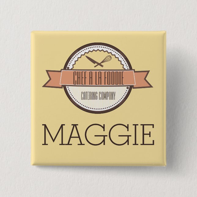 Custom colour chefs knife whisk cooking name badge (Front)