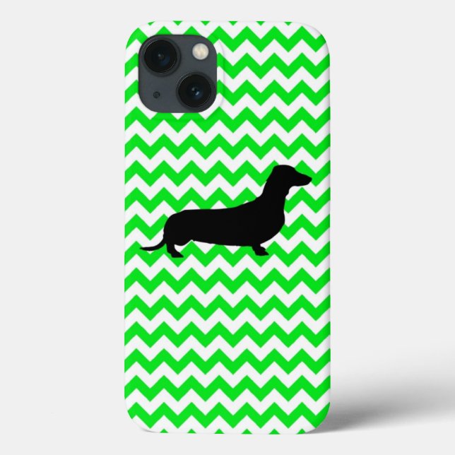 Custom Colour Chevron with Dachshund Silhouette Case-Mate iPhone Case (Back)