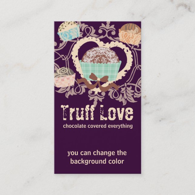 Custom colour chocolate truffles confections candy business card (Front)