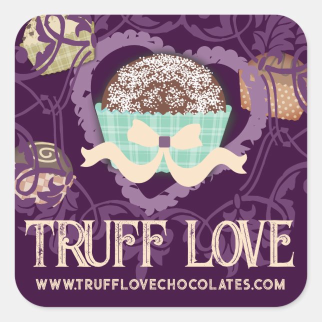 Custom colour chocolate truffles confections candy square sticker (Front)