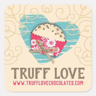 Custom colour chocolate truffles confections candy square sticker