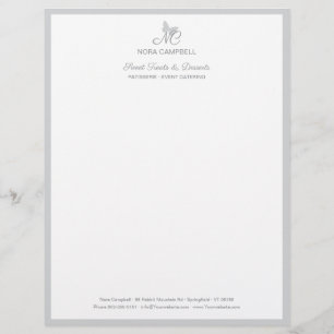 Custom Colour Classic Butterfly Monogram Frame Letterhead