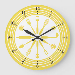custom colour cooking baking utensils kitchen cloc large clock