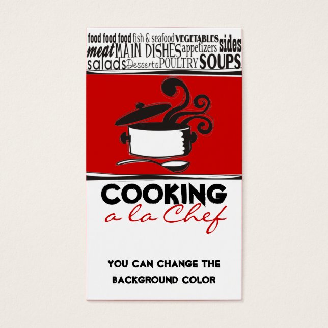 Custom colour cooking pot curling steam chef card (Front)