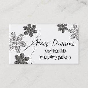 Custom colour cross stitch embroidery flowers business card