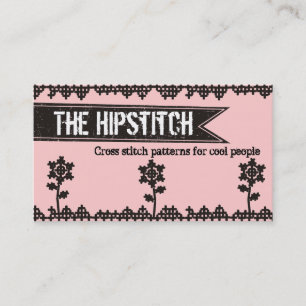 Custom colour cross stitch flowers embroidery business card