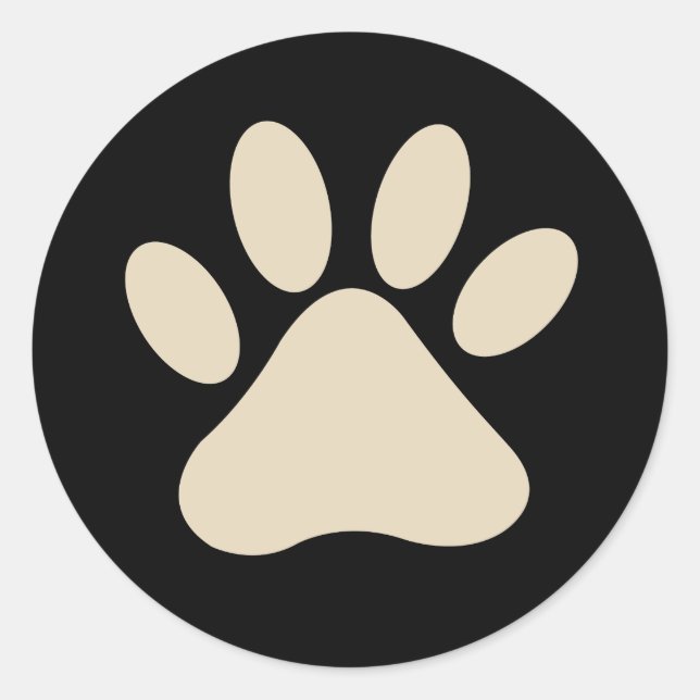 Custom Colour Cute Pet Paw Print Classic Round Sticker (Front)