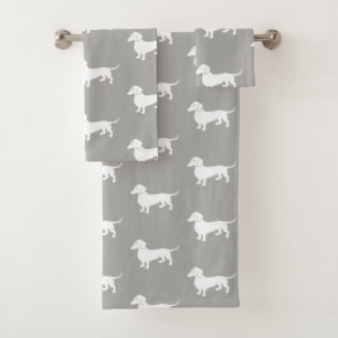 Custom Colour Dachshund Pattern Bath Towel Set