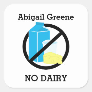 Custom Colour Dairy Allergy Alert Personalised Kid Square Sticker