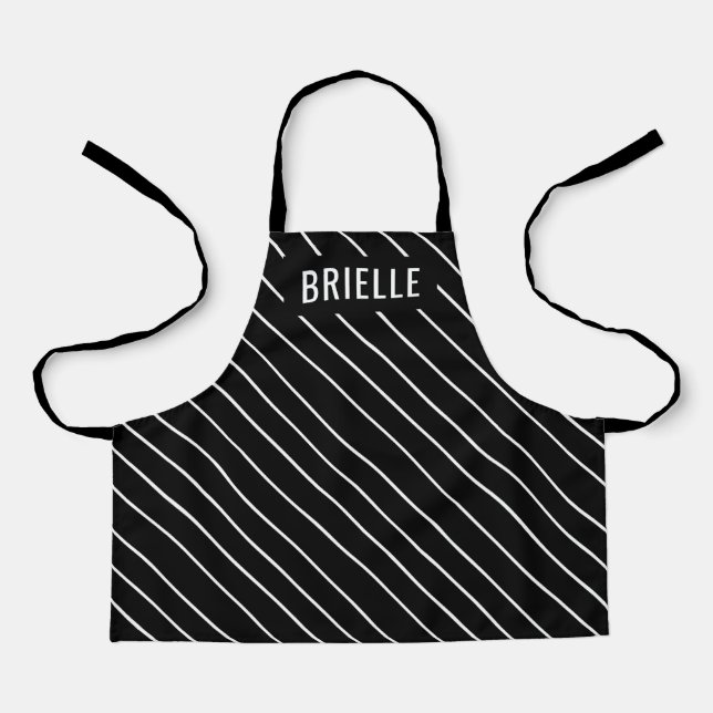 Custom Colour Diagonal Stripe Personalised Name Apron (Front)
