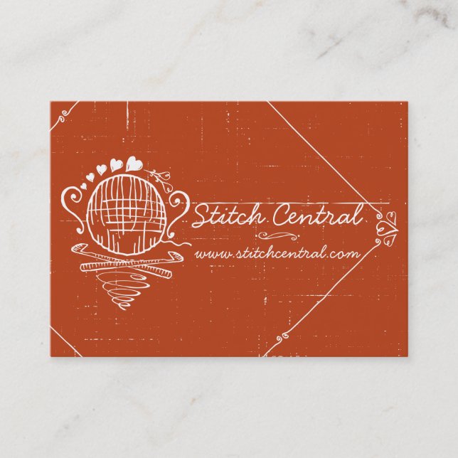 custom colour doodle crochet hooks ball of yarn business card (Front)