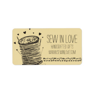 Custom colour doodle spool of thread sewing pins label