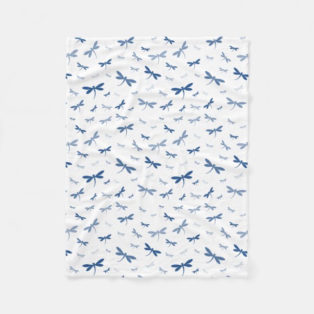 Custom Colour Dragonflies - Various Shades Fleece Blanket (Front)