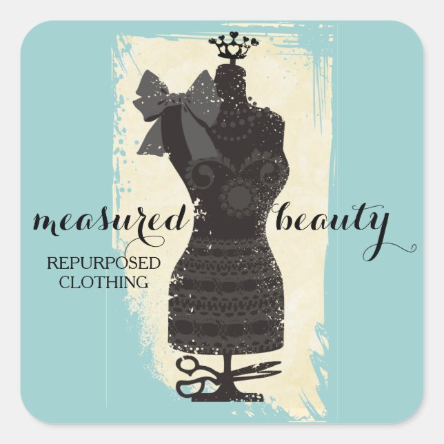 custom colour dress dummy fashion mannequin sewing square sticker (Front)