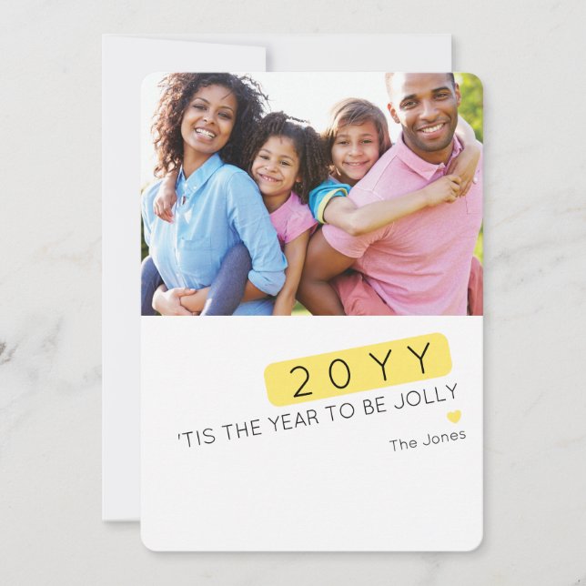 Custom Colour Editable Funny New Year Photo Card (Front)
