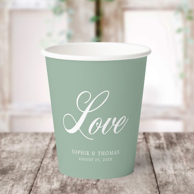 Custom Colour Elegant Cursive Love Paper Cups (Creator Uploaded)