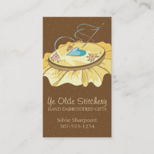 Custom colour embroidery hoop hearts flowers business card
