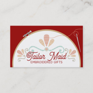 Custom colour embroidery hoop needle thread business card