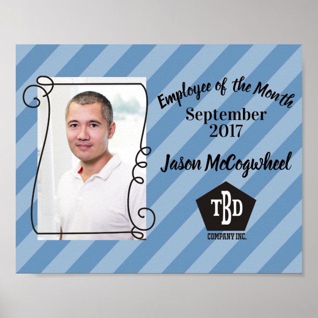 Custom colour employee of the month certificate poster (Front)