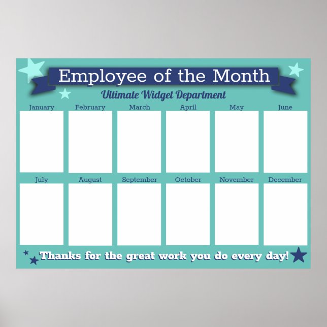 Custom colour employee of the month photo display  poster (Front)