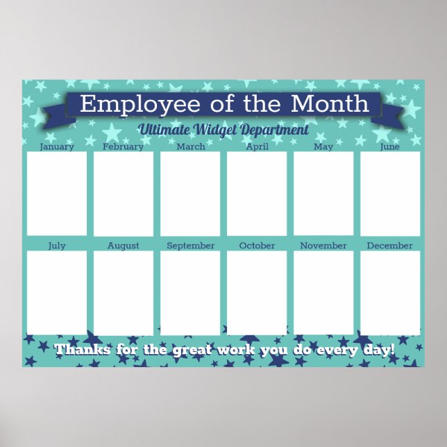 Custom colour employee of the month photo display  poster (Front)