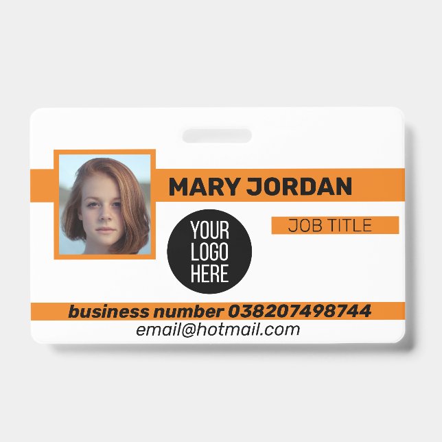 Custom colour Employee photo ID Badge Lanyard (Front)